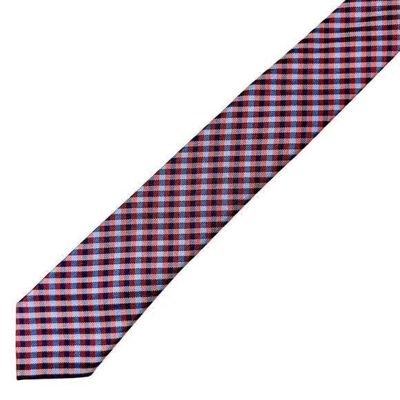 Lauren Ralph Lauren Red & Blue Plaid Silk Men's Tie Classic Pattern - 52 x 2.75" - Picture 3 of 6